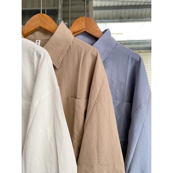 Áo sơ mi nữ basic ulzzang, áo sơ mi đi học chất thô mềm dày dặn  zinistore