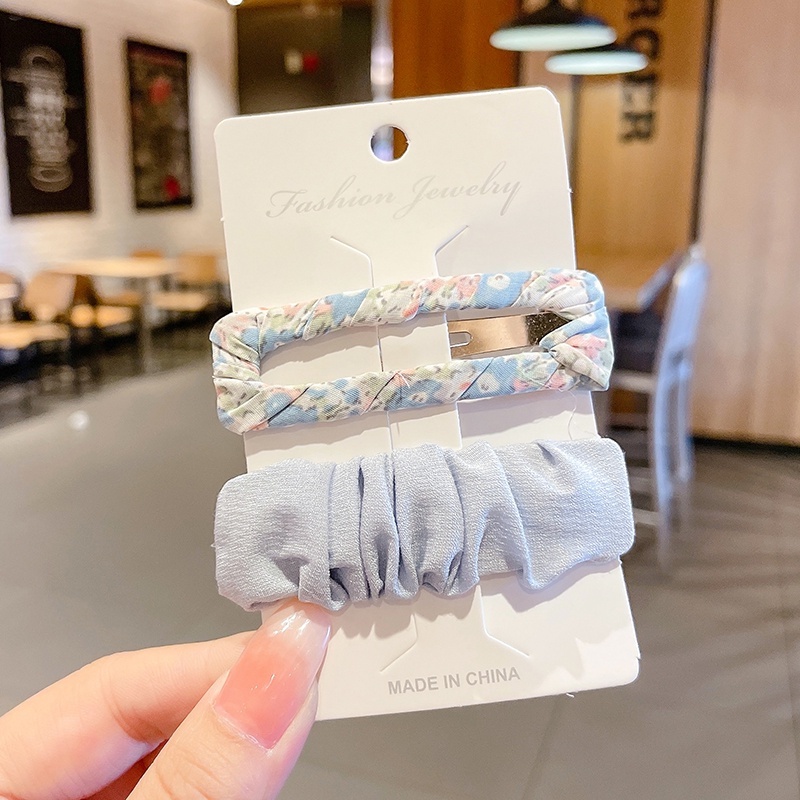 Bộ Kẹp Tóc Vải In Hoa Kiểu Hàn Quốc Dễ Thương Cho Bé Gái