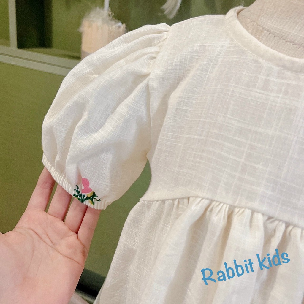 Váy Size Đại Cho Bé 8-40kg💝FREESHIP💝 Rabbit Kids-Đầm Mùa Hè Đi Học Bé Gái Chất Linen Tưng In Hoa Dáng Babydoll Dễ Thương