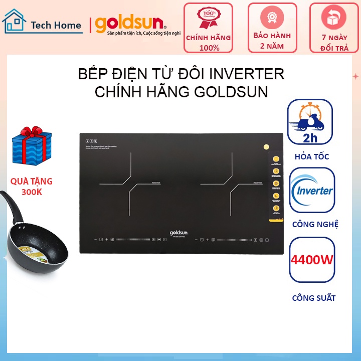 Bếp Điện Từ Đôi Goldsun GID7450 Công Suất 4400W Công Nghệ Inverter - Chính Hãng Bảo Hành 24 Tháng