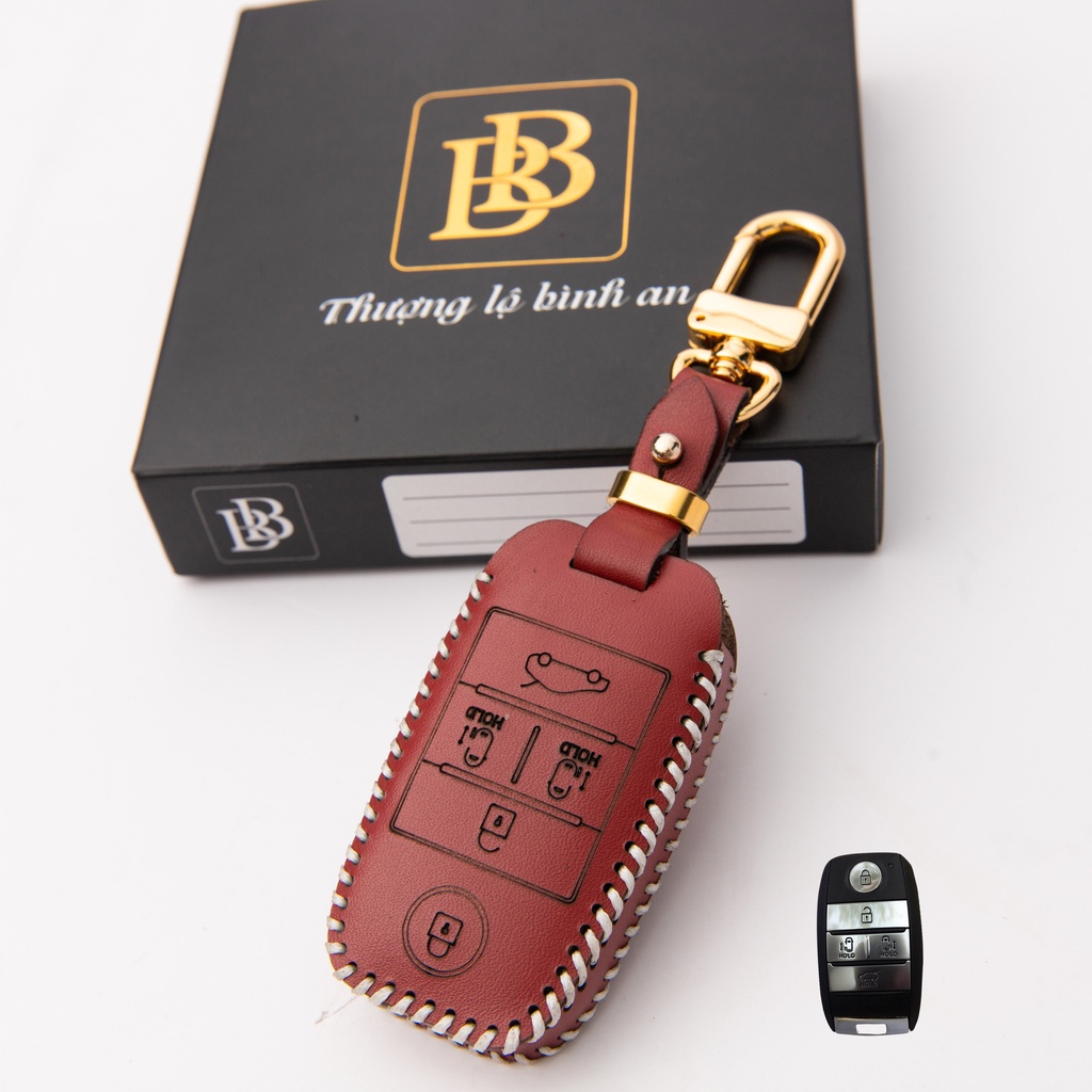 Bao da chìa khóa ô tô xe hơi BB Kia sedona 2016-2022 chìa thông minh 5 nút da thật bảo vệ chống xướt chính hãng