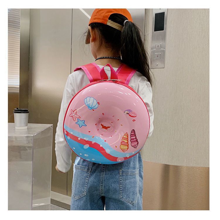 Ba Lô Đi Học Hình Bánh Donut Màu Cầu Vồng Dễ Thương Cho Bé Gái Mẫu Giáo