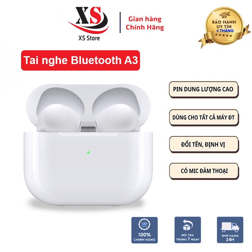 [Mã BMINC50] Tai nghe Bluetooth XS Store A3, Headphone Không Dây Cao Cấp - Âm Thanh Vòm, Đổi Tên, Định Vị