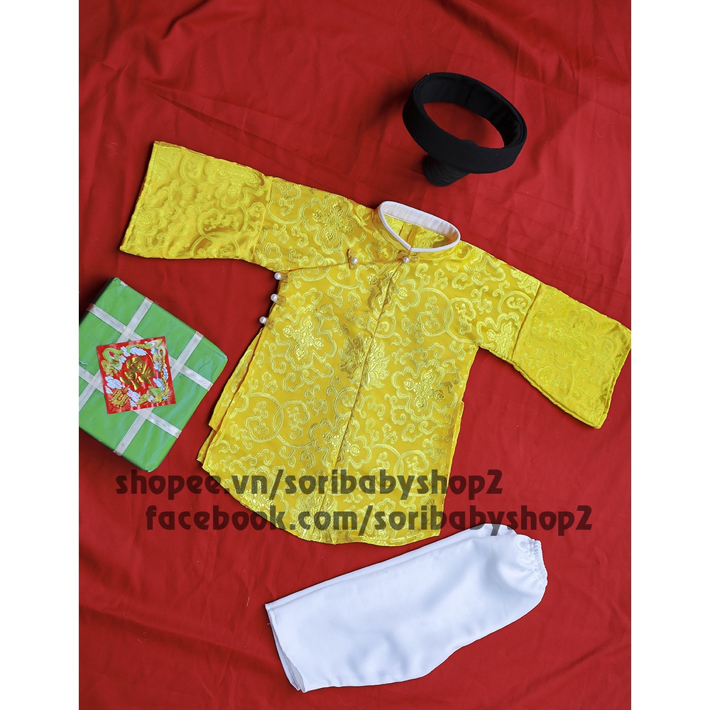 Áo dài cổ phục cho bé trai kèm mấn