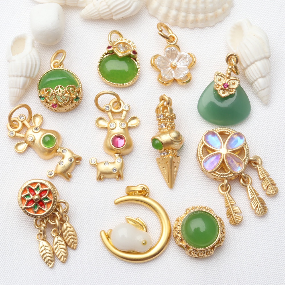 Bộ 5 Phụ Kiện Hạt Vàng Kim Tráng Men Tinh Xảo Dùng Làm Vòng Tay diy