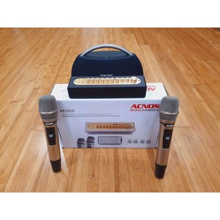 Vang số chỉnh cơ acnos mi30s kèm 2 micro uhf kèm túi đựng mic chính hãng acnos