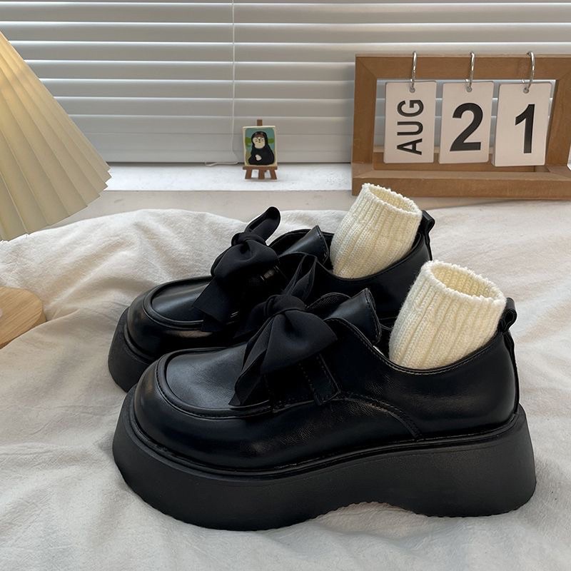 Giày Oxford lolita gắn nơ đáng yêu đế cao 5cm