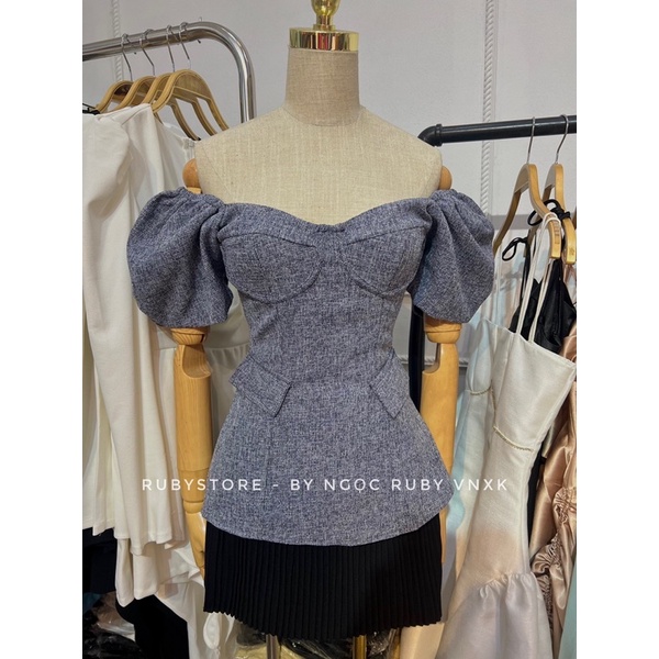 (CÓ BIGSIZE )Áo Tay Phồng Peplum Cúp Ngực Thiết Kế Tôn Dáng Sang Chảnh RUBYSTOREZ