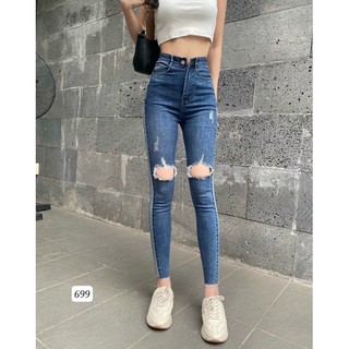 Quần jean ôm rách gối Q699