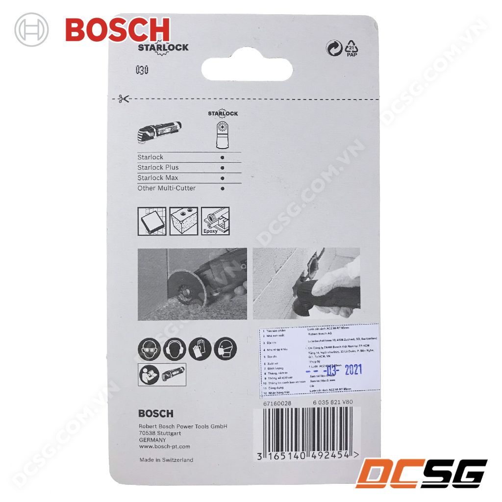 Lưỡi cắt rung cho tường, gạch men 85mm ACZ85RT3 Bosch 2608661642 | DCSG