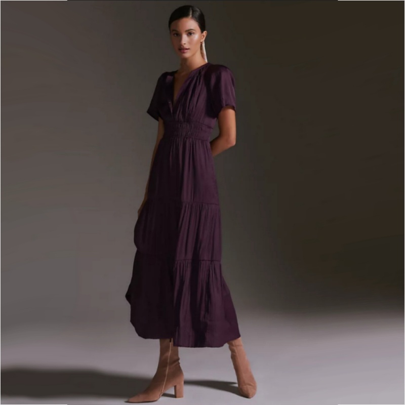 Đầm maxi lụa bóng Anthrop*logie hàng xuất xịn 0044