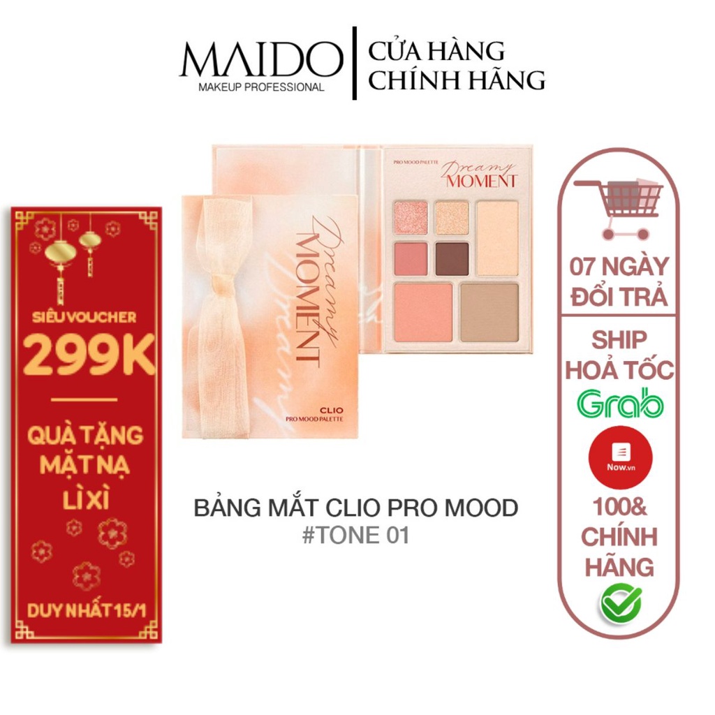 Bảng phấn mắt Clio Pro Mood 21Fw phiên bản giới hạn siêu lấp lánh lì nhũ xinh bám màu siêu tốt MAIDO COSMETICS