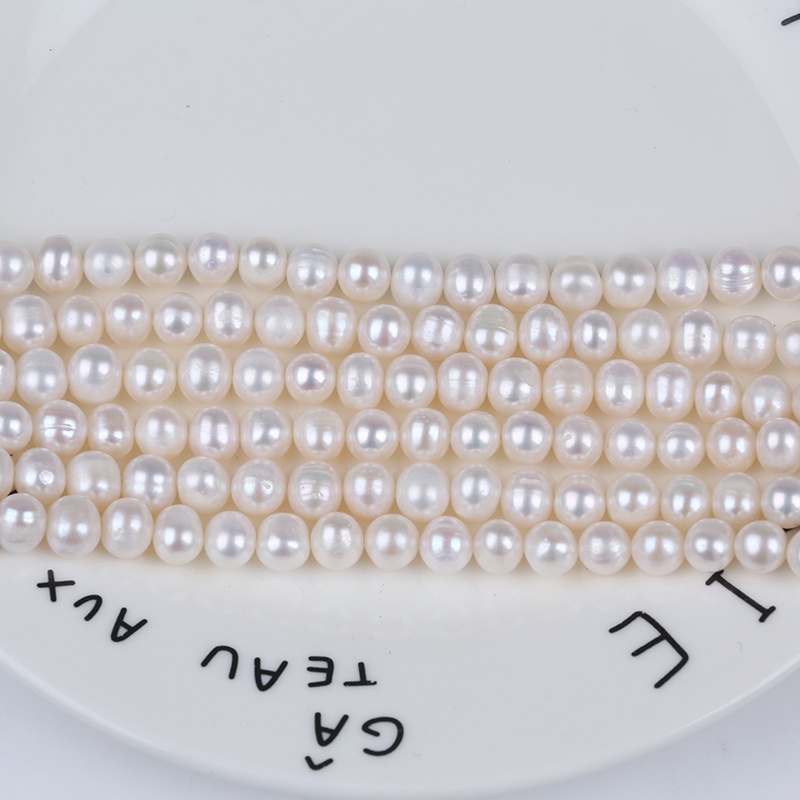 Chuỗi Hạt Ngọc Trai Tự Nhiên 7-8mm Màu Trắng Dùng Làm Trang Sức Thủ Công