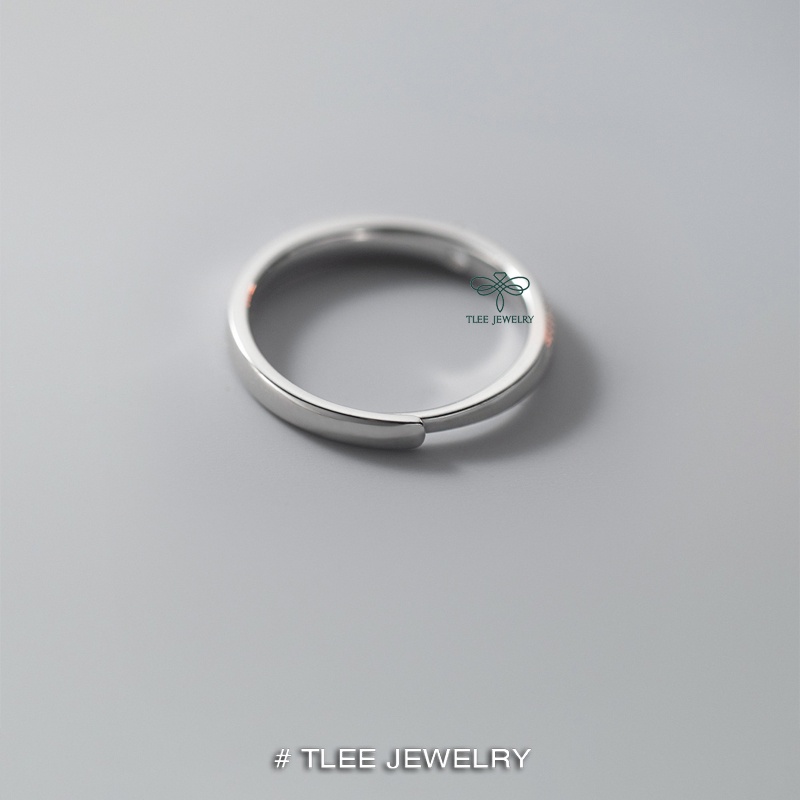 Nhẫn bạc đôi TLEE đeo nam nữ mẫu một viên đá chủ 2,5mm viền hạt basic nhẹ nhàng TleeJewelry