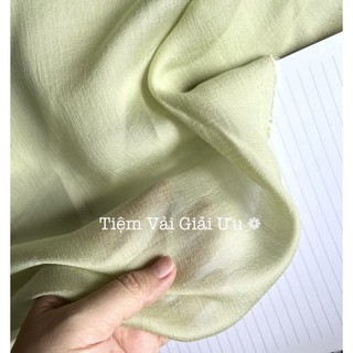 Vải tơ crep xanh cốm/ cam đỏ - khổ 1,5m