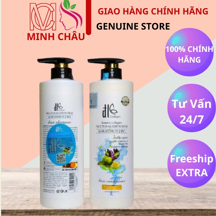 Cặp Dầu Gội Xả Bưởi Trắng DL COLLAGEN 850ML - Giảm Rụng Tóc, Phục Hồi Tóc Khô Xơ, Hư Tổn | Hàng Chính Hãng