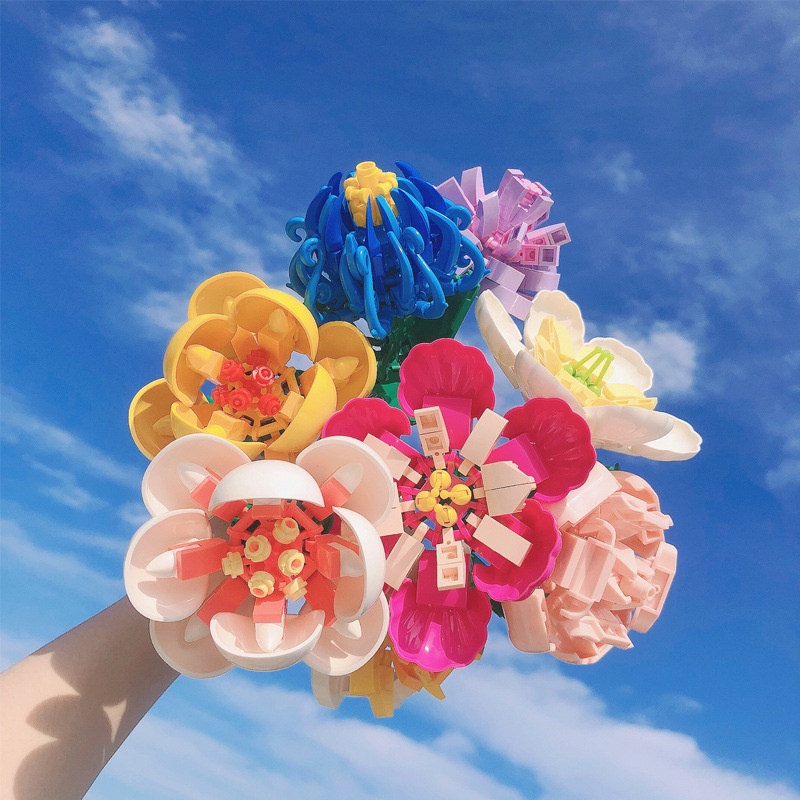 Không Bao Giờ Phai Màu Lãng Mạn Hoa Tương Thích Khối Xây Dựng Chậu Cây Trang Trí Hoa DIY Đồ Chơi Sáng Tạo Cho Bé Gái Và Trẻ Em Quà Tặng