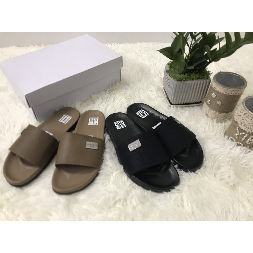 Dép nam Gyvenchy dép nam quai ngang mới nhất quai da đế cao su 2 màu hot kiểu dáng mới lạ full box