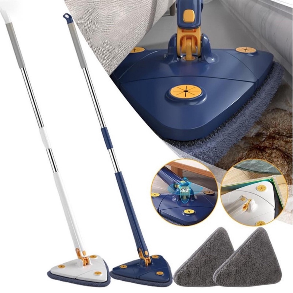 Chổi lau nhà thông minh hình tam giác tự vắt xoay 360 độ, cây lau sàn nhà trần nhà lau kính