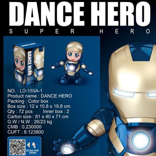 Robot Nhảy Múa Robot Dancer Ironman Xanh Lam Có Nhạc Vui Nhộn, Phát Sáng Lấp Lánh