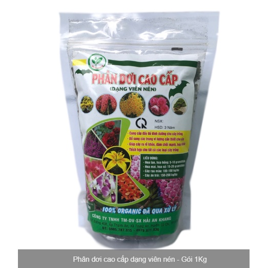 Giúp cây ra rễ khỏe, đâm chồi mạnh, hoa nhiều, đậu quả tốt_Phân dơi cao cấp dạng viên nén - Gói 1Kg