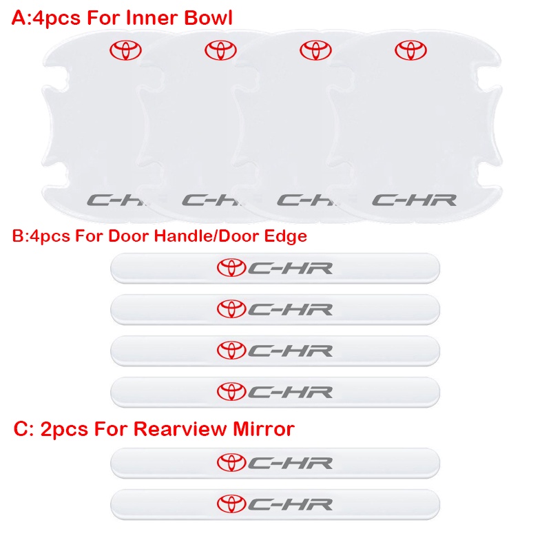 Miếng Dán Bảo Vệ Tay Nắm Cửa Trong Suốt Chống Trầy Cho Xe Hơi Toyota C-HR CHR