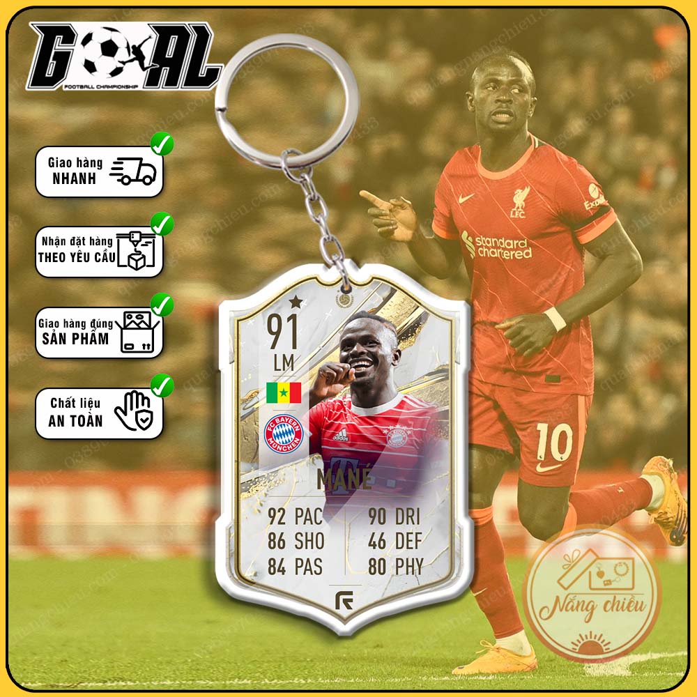 Móc khóa cầu thủ Sadio Mané-thẻ bóng đá CLB Bayern Munich mới nhất-phụ kiện treo balo chất lượng cao cấp [6113-6124]