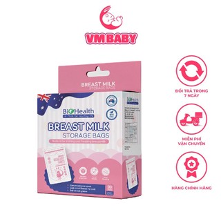 Túi trữ sữa Biohealth chính hãng Úc hộp 30 gói 240ml an toàn tuyệt đối cho bé
