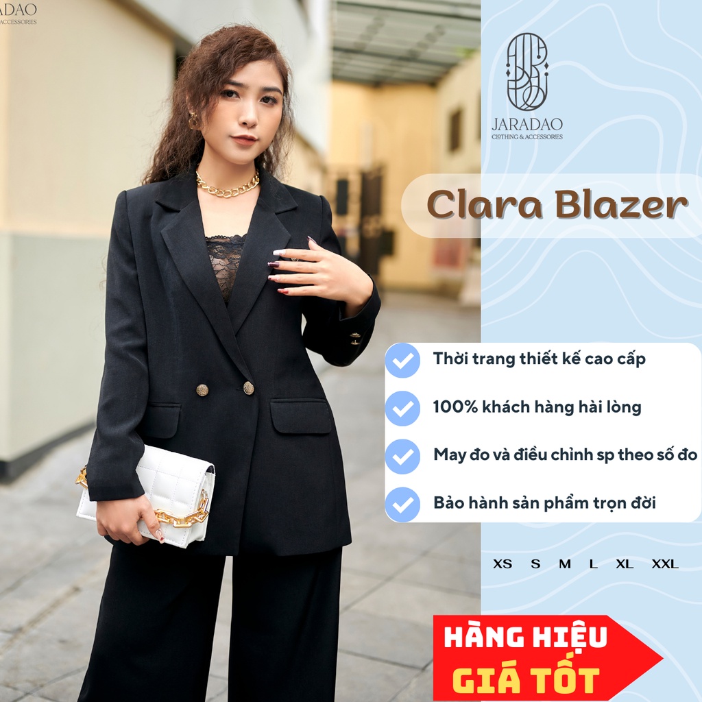 Áo vest Blaze nữ quần suông cạp cao thời trang công sở thiết kế kiểu cách hiện đại Âu Mỹ - JARADAO - CLARA BLAZER