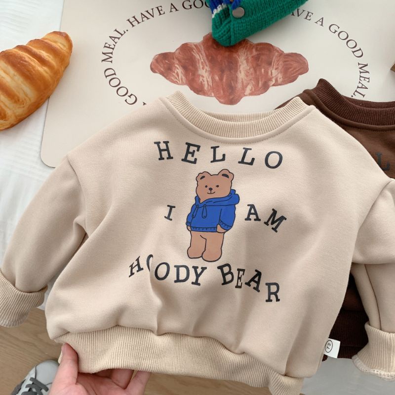 Áo Giữ Nhiệt mùa đông Có Lót Lông Cho Bé Trai Bé Gái Phong Cách Hàn Quốc