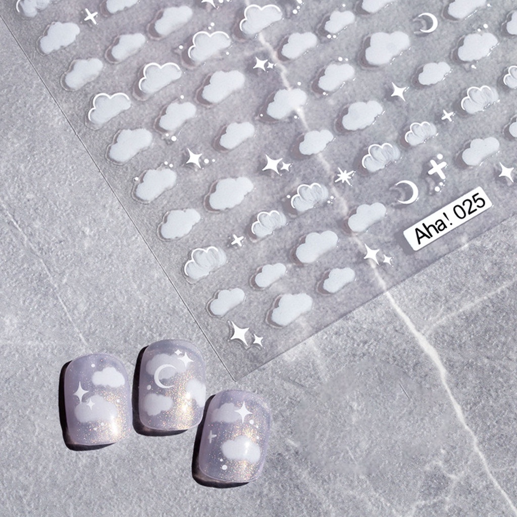 Miếng Dán Trang Trí Móng Tay Hình Hoa Trắng Trong Mờ Nhẹ Nhàng Thông Dụng Cho Nữ