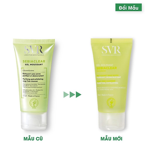 Sữa Rửa Mặt SVR SEBIACLEAR Gel Moussant, Dành Cho Da Dầu Mụn, Nhạy Cảm BẢN PHÁP