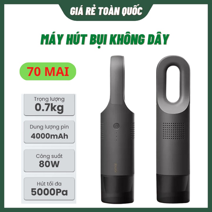 Máy Hút Bụi Cầm Tay Không Dây 70mai Di Động, Lực Hút 5000pa Bảo Hành 12 Tháng
