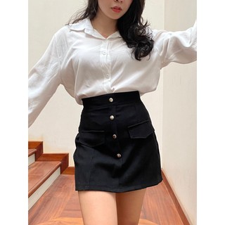 Quần giả váy 4 khuy, túi sườn form chữ A xinh xắn 3 màu Đen-Nâu-Trắng xanh