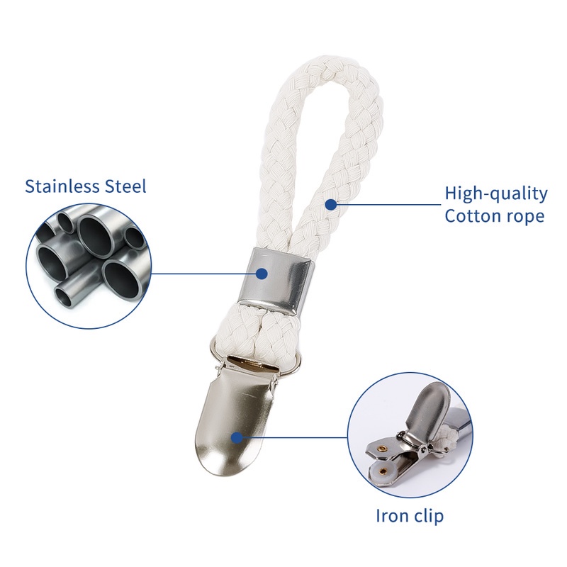 Set 4 / 6 Kẹp Treo Khăn Tắm / Nhà Bếp Bằng Cotton Bện / Kẹp Kim Loại Chống Gỉ Đa Năng