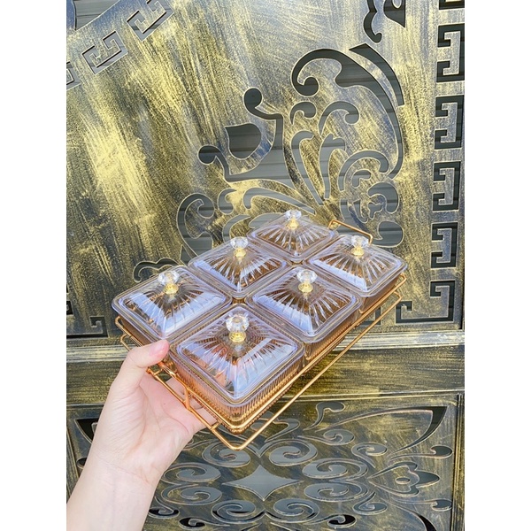 Set Khay Mức 6 Ngăn Vàng