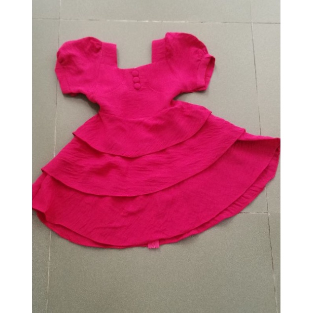 Áo đầm công chúa màu hồng nhiều tầng cho bé (trên 10kg)