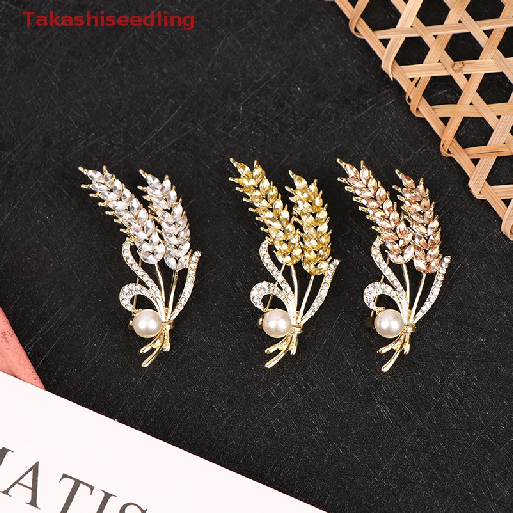 Ghim Cài Cổ Áo Hình Lúa Mì Đính Đá Lấp Lánh Cho Nam Nữ