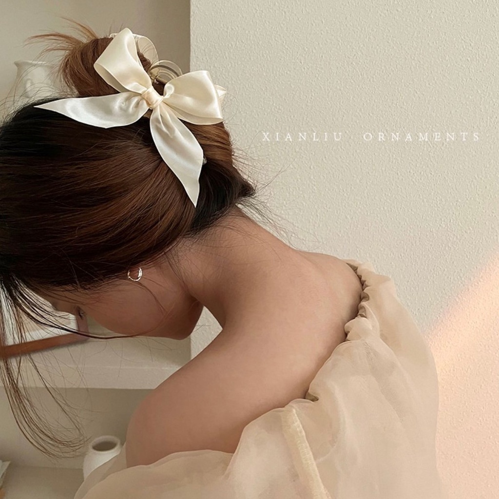 𝑭𝑹𝑬𝑬𝑺𝑯𝑰𝑷 Kẹp tóc càng cua mẫu lớn Đính nơ  Kẹp nơ tóc xinh xắn phụ kiện tóc phong cách thanh lịch