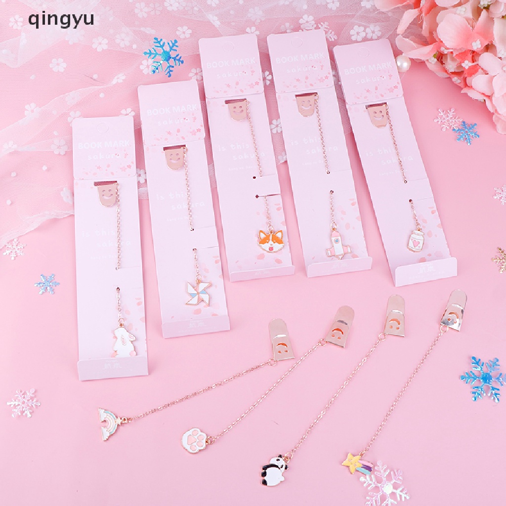 Qingyu Kẹp Đánh Dấu Trang Sách Bằng Kim Loại Hình Gấu Trúc Tên Lửa Hoạt Hình