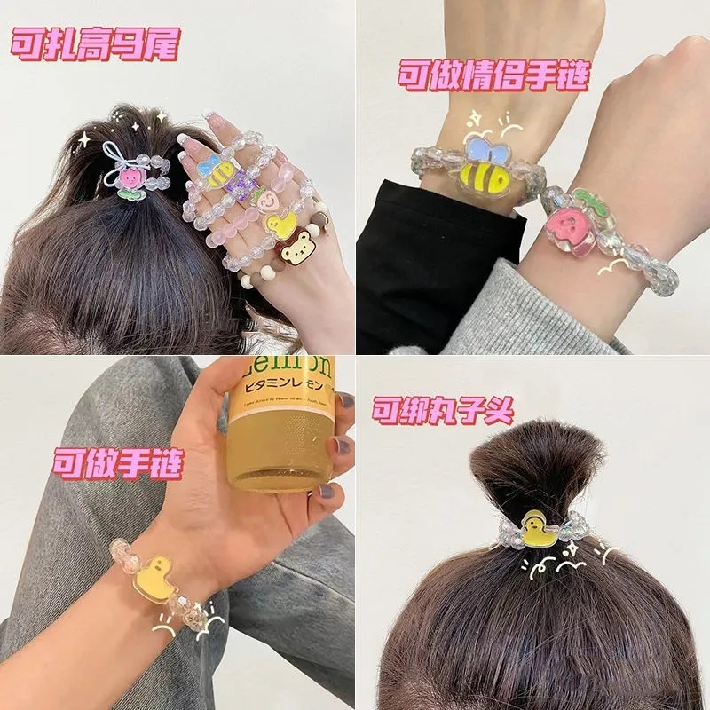 Vòng đeo tay BELLA-BEE chuỗi hạt pha lê nhân tạo mặt hình chú ong/ bông hoa/ vịt/ cherry hoạt hình đáng yêu