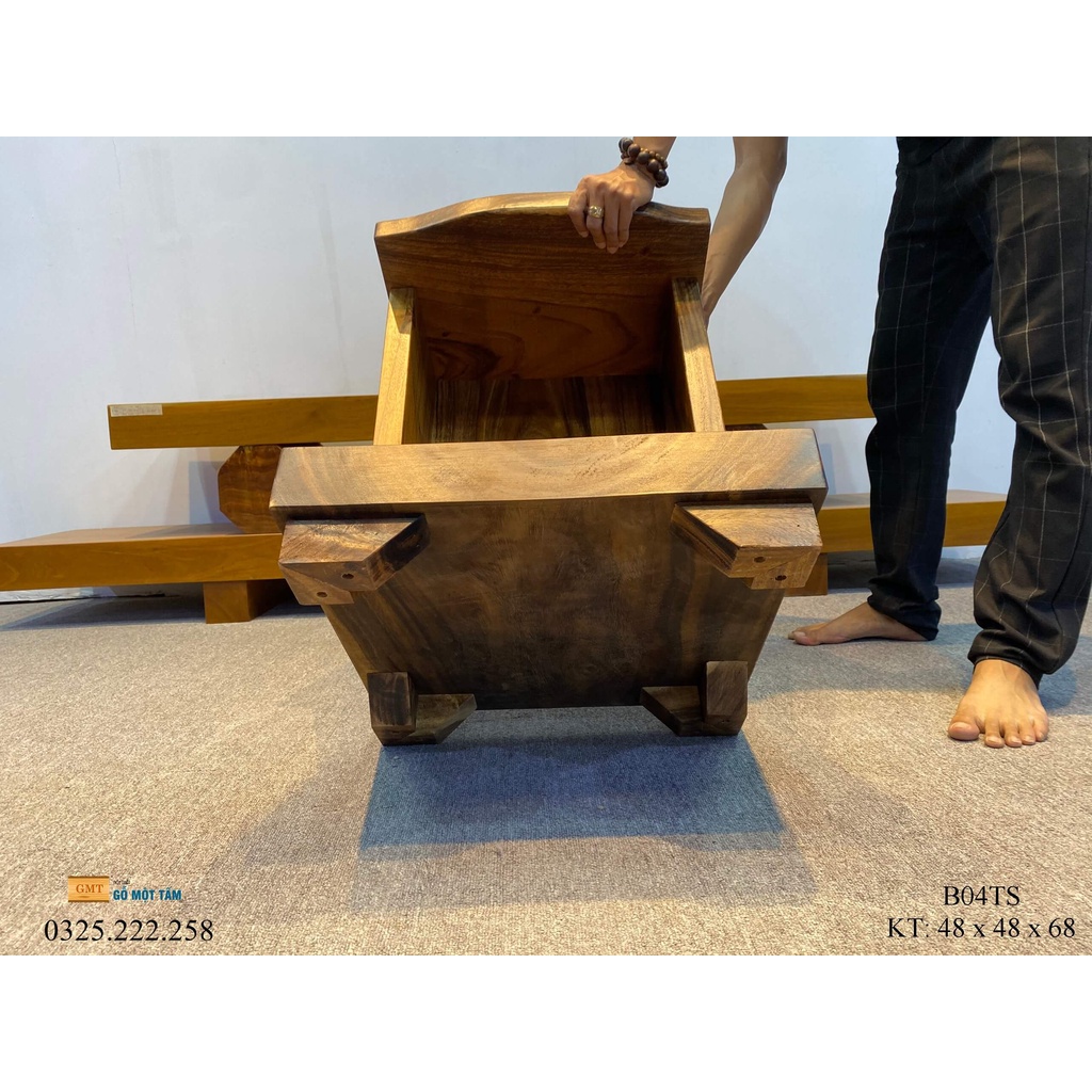 Bàn Thờ Ông Địa Thần Tài Gỗ Me Tây Ngang 48cm