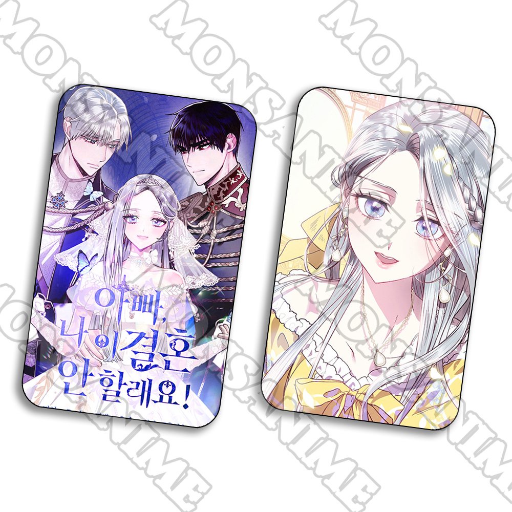 Ảnh card bo góc in hình CHA, CON KHÔNG MUỐN KẾT HÔN ver BA NGƯỜI manhua thẻ bo viền 5*8cm anime chibi