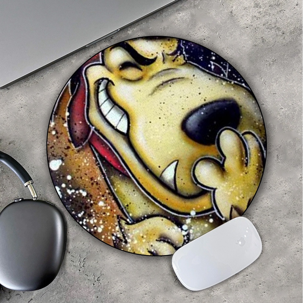 Lót Chuột Gaming in hình Con Chó Vàng Cười Đội Mũ Đỏ Có Kính Pad decor bàn làm việc chơi game size 35cm