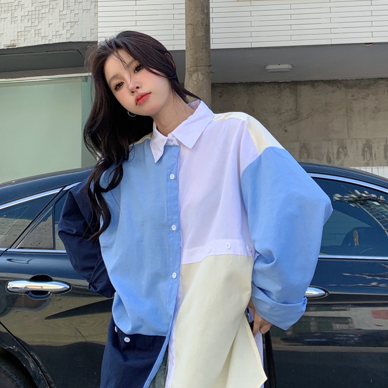 Áo sơ mi SUXI cổ bẻ dáng rộng thời trang mùa xuân cho nữ