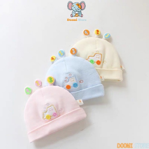 Mũ Sơ Sinh Cao Cấp Siêu Mềm, Mịn Cho Bé Họa Tiết Ô Tô Cực Xinh Cho Bé 0-3 Tháng Doomi Store - SP362