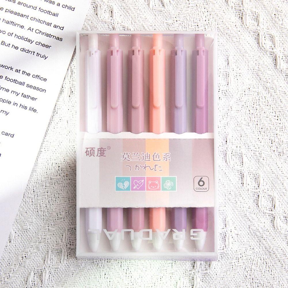 PISTA Set 6 Bút Mực Gel Ngòi 0.5mm Họa Tiết Hoạt Hình Dễ Thương