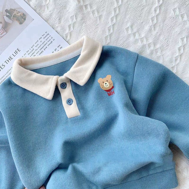 Áo Khoác Polo Cotton Mềm Mại Phong Cách Phương Tây Dành Cho Bé Trai