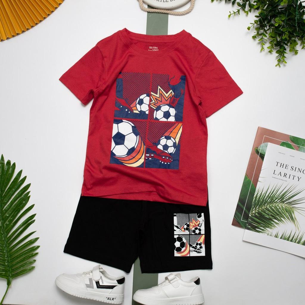 Bộ Place bé trai ngắn tay xuất dư size đại, 100% cotton size 4-14y: 17-52Kg
