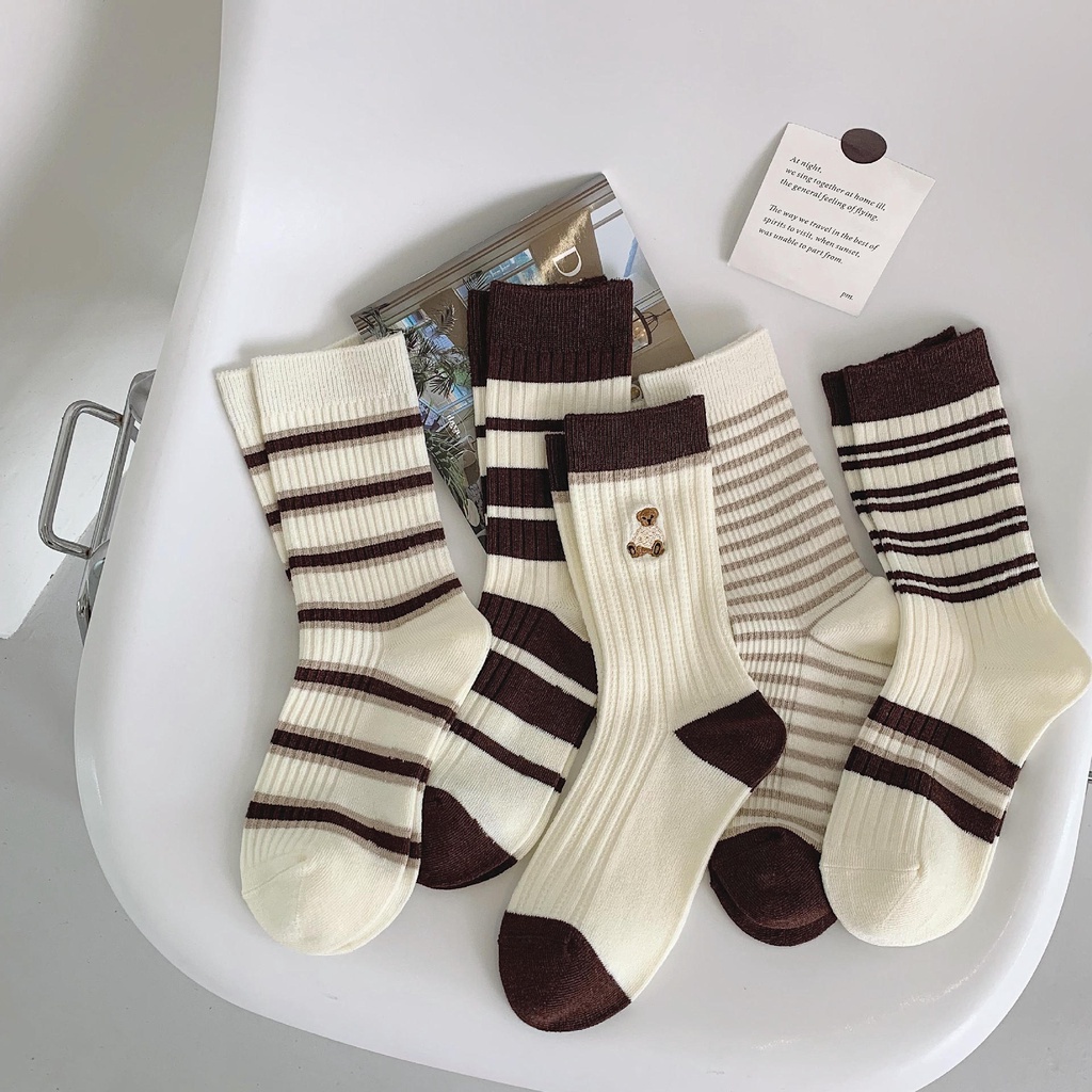 Tất Cotton Cổ Cao Thời Trang Đơn Giản Cho Nữ